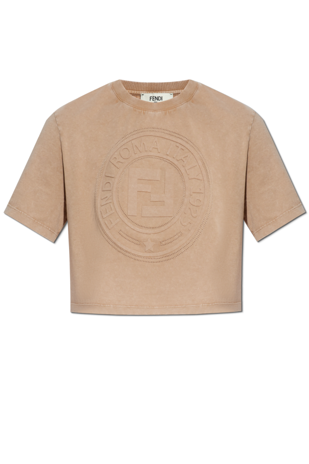 Fendi ブラウン ロゴプリント 半袖Tシャツ Brown T-shirt with logo Fendi - Vitkac AS